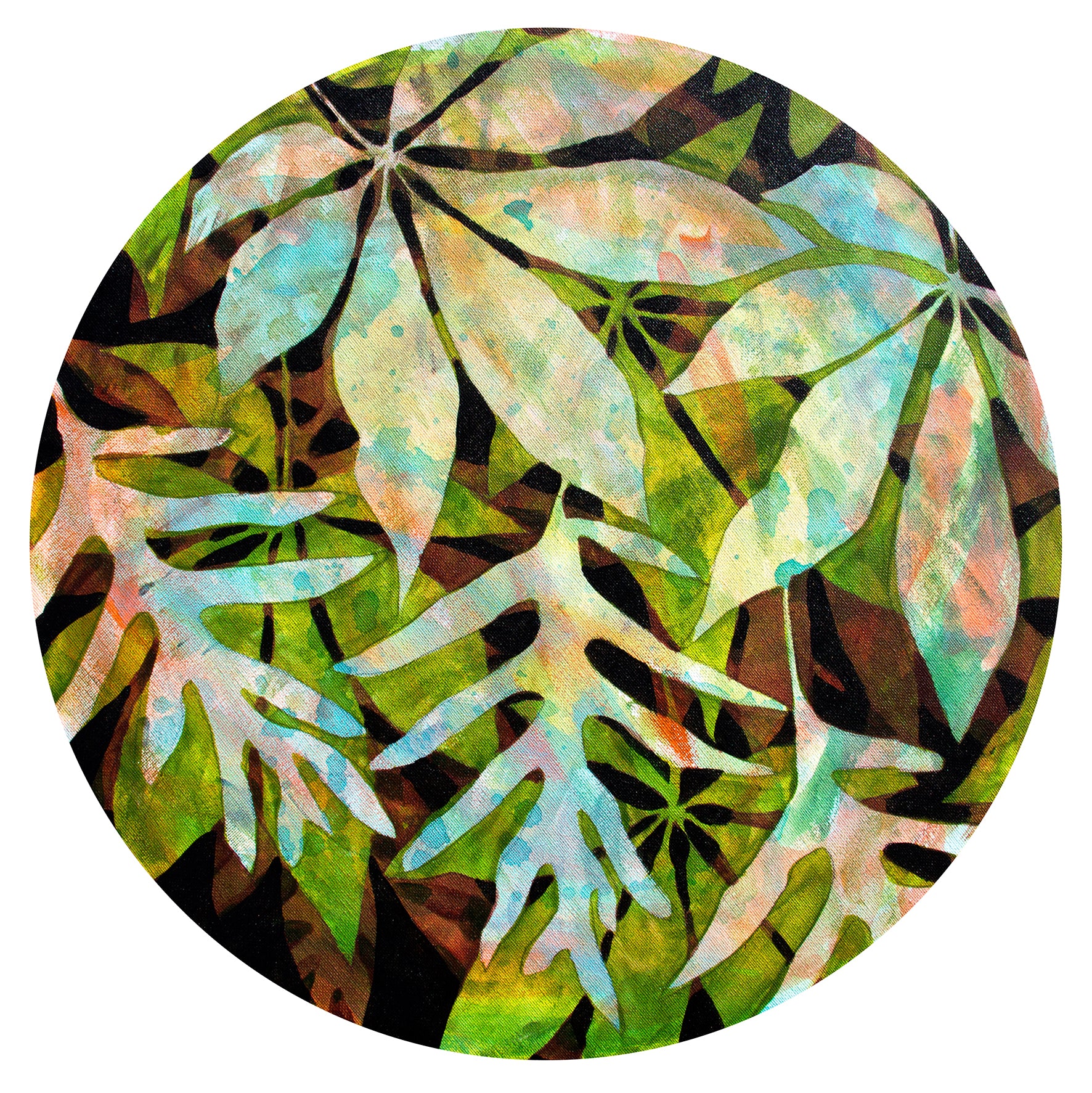 Original Painting - Green and Brown Leaves and Ferns