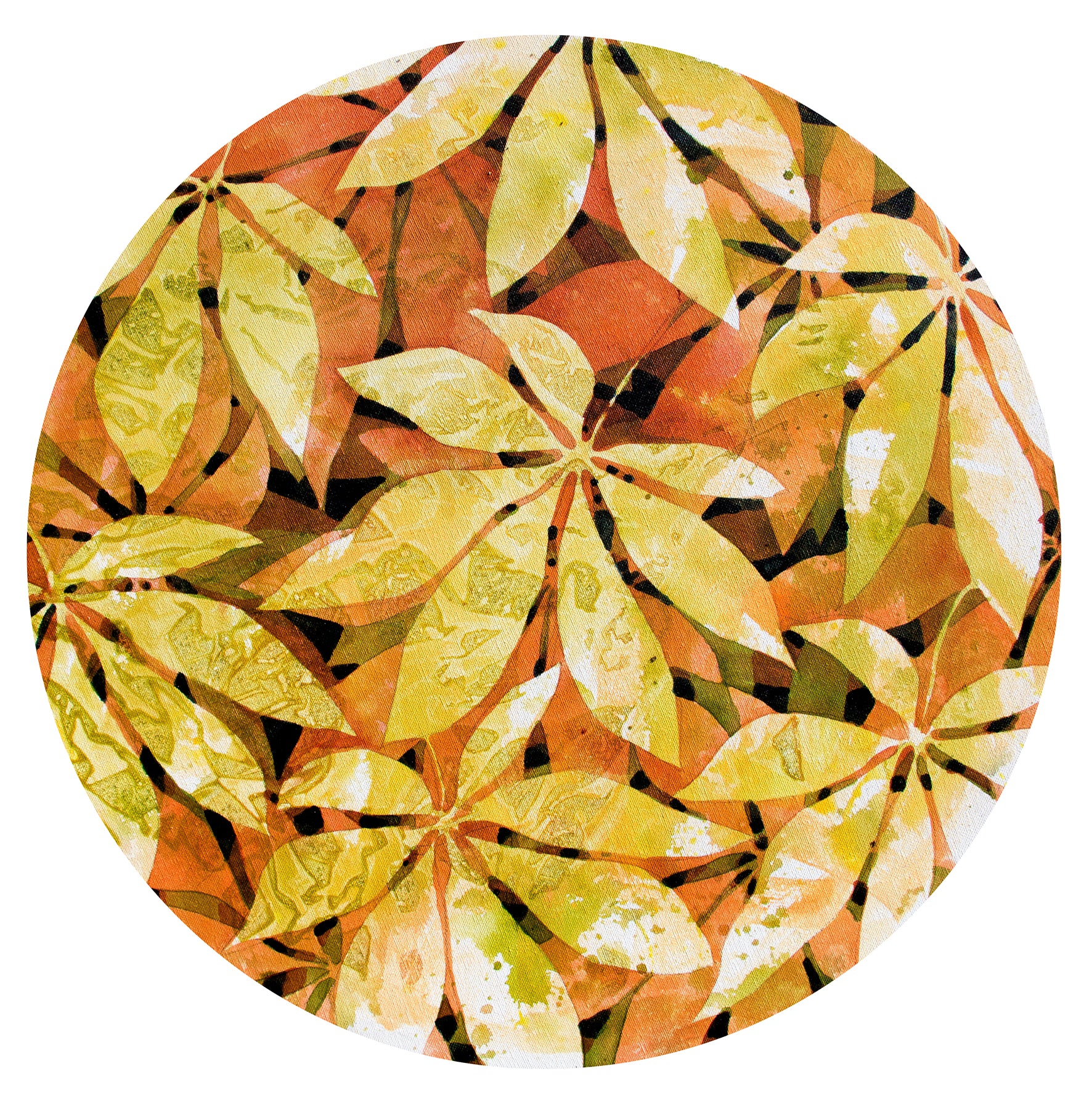 Original Painting - Green and Orange Leaves